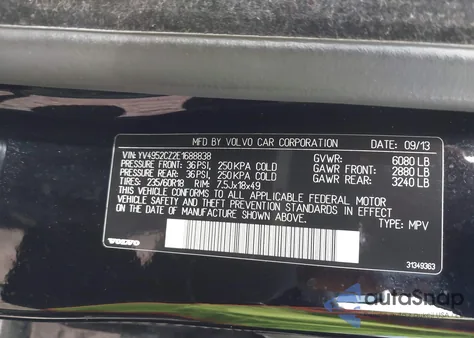 2014 Volvo Xc90 3.2 из США, поврежденный, VIN YV4952CZ2E1688838